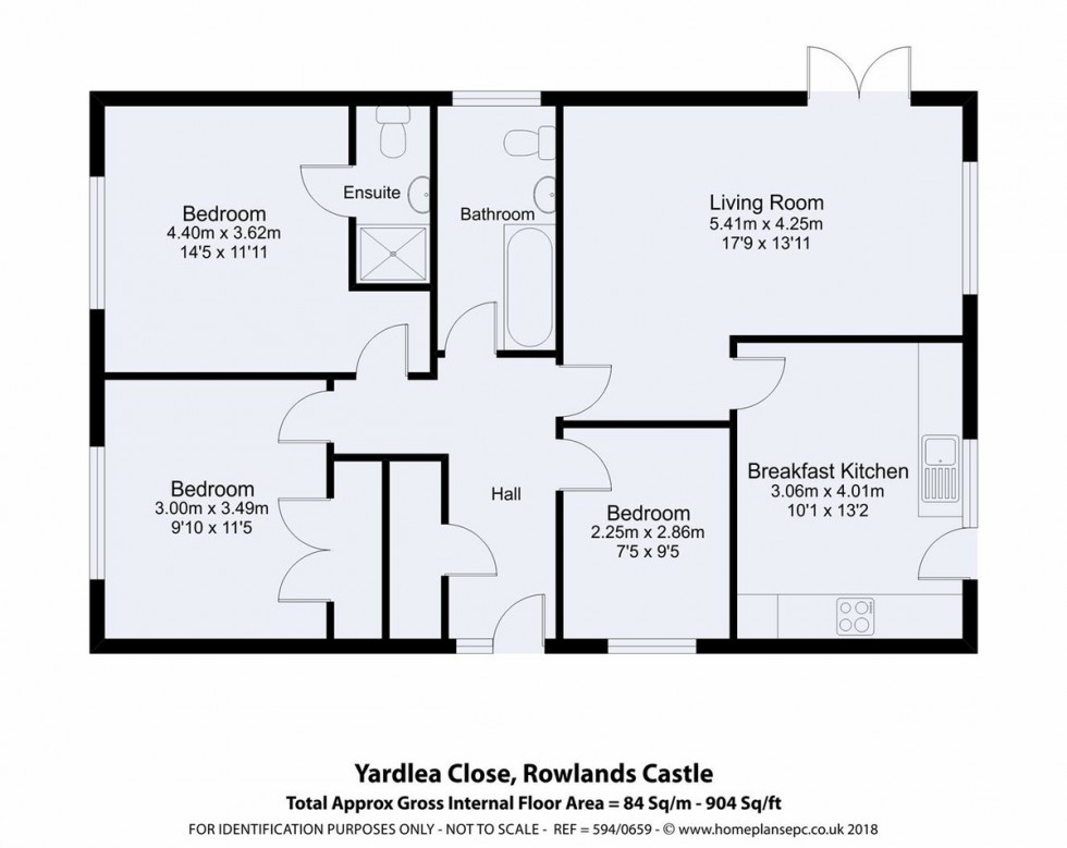 Floorplan for Yardlea Close, Rowland's Castle
